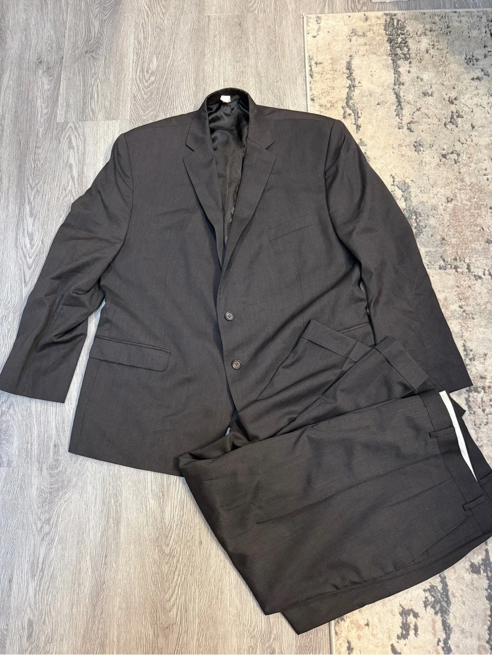 Ralph Lauren Suit Jacket 50R CharGray Wool Vtg 90s 2 Pc Green Label 45x26 Cuffed
